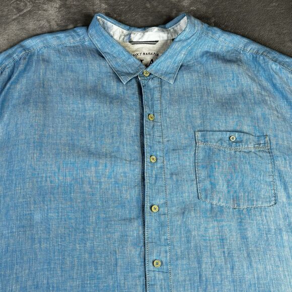 Tommy Bahama Shirt Mens 4XB Blue Sea Glass Camp 100% Linen Short Sleeve $110 - Picture 6 of 10